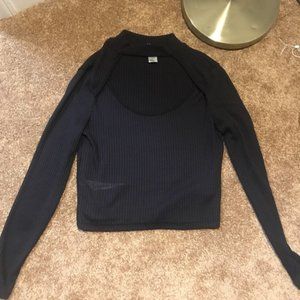 Long sleeved open neck top